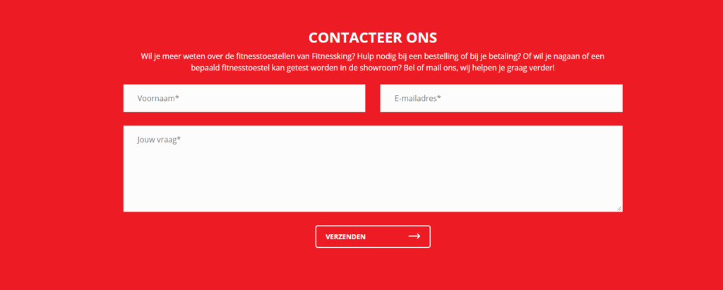 Webshop contactformulier